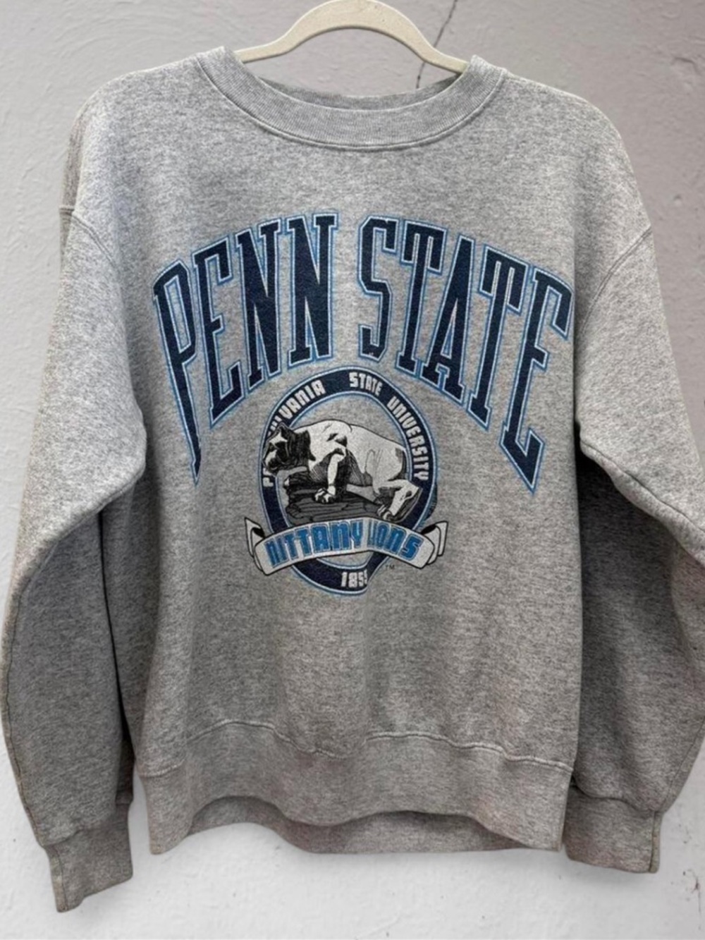 Vintage 90s Penn State Nittany Lions Grey Graphic Crewneck Sweatshirt